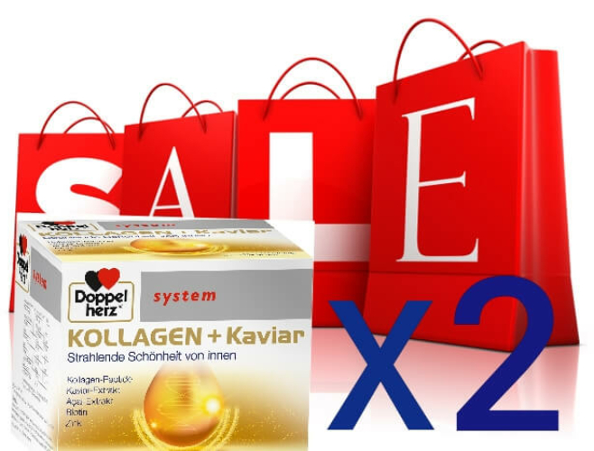 Doppelherz System Kollagen + Kaviar (kaviár) ivóampulla akciós csomag 2 db