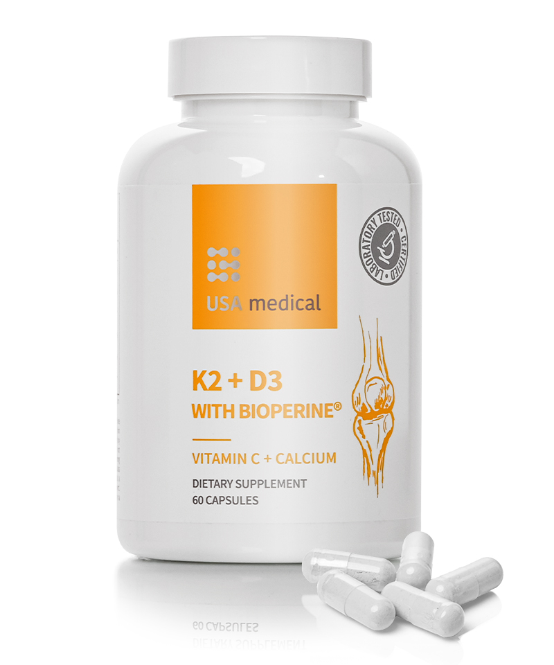 K2+D3 kapszula C-vitaminnal és Bioperine® feketebors kivonattal - 60 db